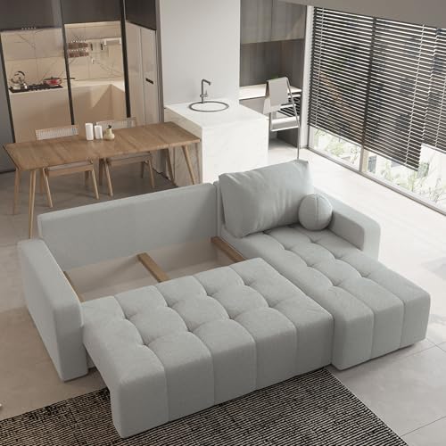 Masseno Ecksofa VOLIRA Q mit Schlaffunktion L-Form, Sofa mit Bettkasten, Wohnzimmersofa, Couch, Soffa, Bettsofa, Couchgarnitur- Beige, Quelle 05 – Bild 3