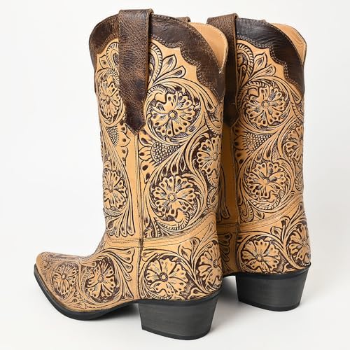 American Darling Floral Hand Curved Genuine Western Leather Long Boot4