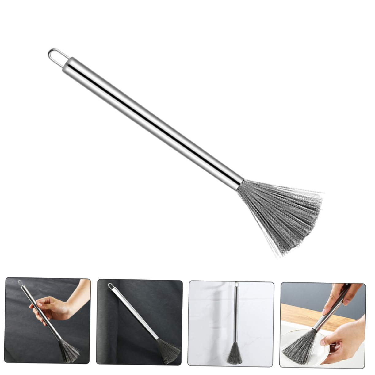Abaodam Cepillo De Limpieza De Platos Inoxidable con Mango para Utensilios De Cocina Cepillo Multi Función para Olla Y Sartenes Herramienta De Limpieza De Alta 3 Piezas X 4