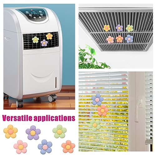 Image of Cute Flower Car Decor Interior Aesthetic Accessories for Women Mom Gifts | 6pcs Girly Cars Air Freshener Vent Clips for Girls Pink /Purple /Blue /Green /Yellow Boho Scents Decorations Stuff