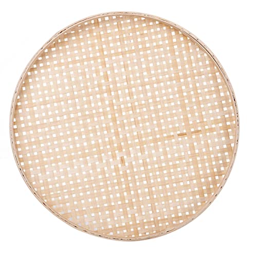 STOBAZA 1pc Bamboo Sieve Drying Basket Bread Storage Basket Rattan Flat Wicker Tray Fruit Bamboo Colander Sieve Round Storage Basket Bamboo Weaving Basket Wall Hanging Nonporous