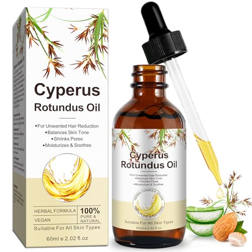Cyperus Rotundus Öl zur Haarentfernung, Cyperusöl Reduzierung des Körperhaarwachstums, glatte Haut und Haarentfernung, verkleinert die Poren, Cyperus Rotundus Öl geeignet für alle Hauttypen, 60 ml