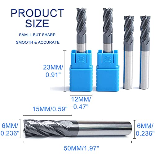 Image of Tungsten Carbide End Mill Set 4 Flute - 45 for Stainless Steel & Alloy