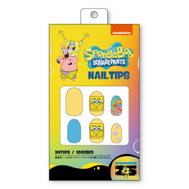 Amazon | スポンジボブネイルチップ 24枚入り ショート 601-4141