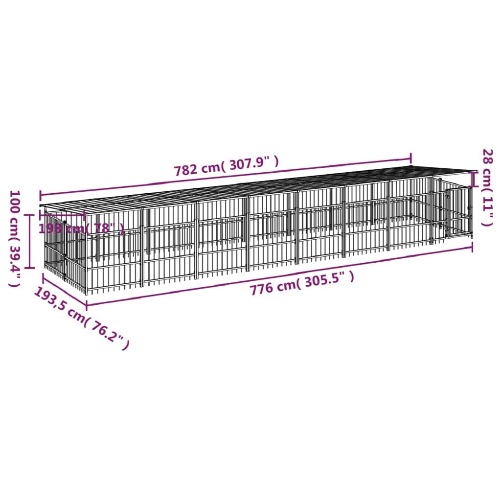 Perrera para perros al aire libre de acero con recubrimiento en polvo con techo de 15,02 m², parque estable, protección y seguridad para cachorros, plegable y portátil para jardín, terraza
