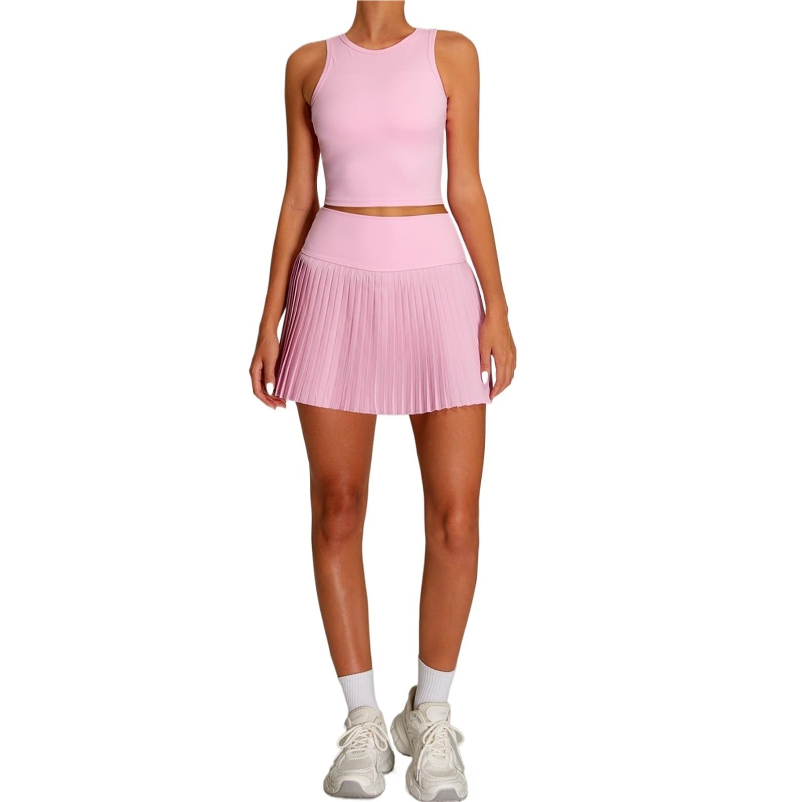Tennis Donna Abito da Tennis for Donna, Aderente, a Vita Alta, con Gonna Plissettata for Sport all'Aria Aperta