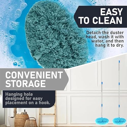 Image of Fan Cleaner Brush with Long Rod | Telescopic Fan Cleaning Mop Microfiber Dust Cleaner | Upto 2 Meter Extendable Duster for Home Cleaning Microfiber Duster for Cleaning of Home Kitchen Car Ceiling