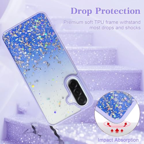 Image of VONZEE Case Compatible with Samsung Galaxy A36 5G, Non Moving Glitter Shockproof Case for Girls & Women Soft TPU Shockproof Anti Scratch Drop Protection Cover (Purple)