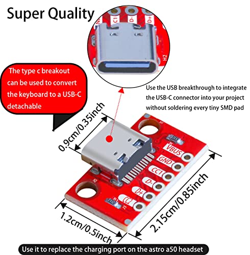 Placa breakout USB Tipo-C conector hembra PCB (5 piezas) miniatura 2