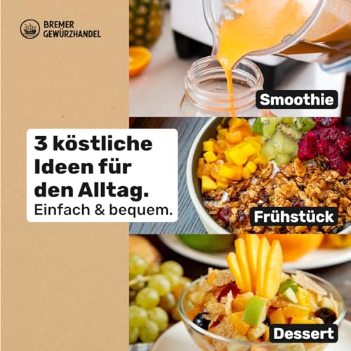 Bremer Gewürzhandel Mango, getrocknet 1 Kg ungeschwefelte Mangostreifen ohne Zuckerzusatz - getrocknete Früchte, Trockenfrüchte, Trockenobst, ungezuckert, dried mango, dried fruit