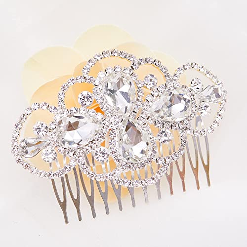 Grandxii Handmade Wedding Hair Side Combs Crystal Hair Accessories for Bridal Women Rhinestones Hair Pieces Hair Clips
