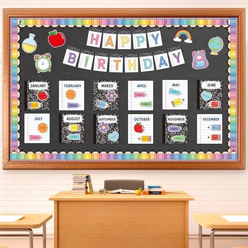 TICIAGA Composition Notebook Birthday Bulletin Board - 76PCS Happ...