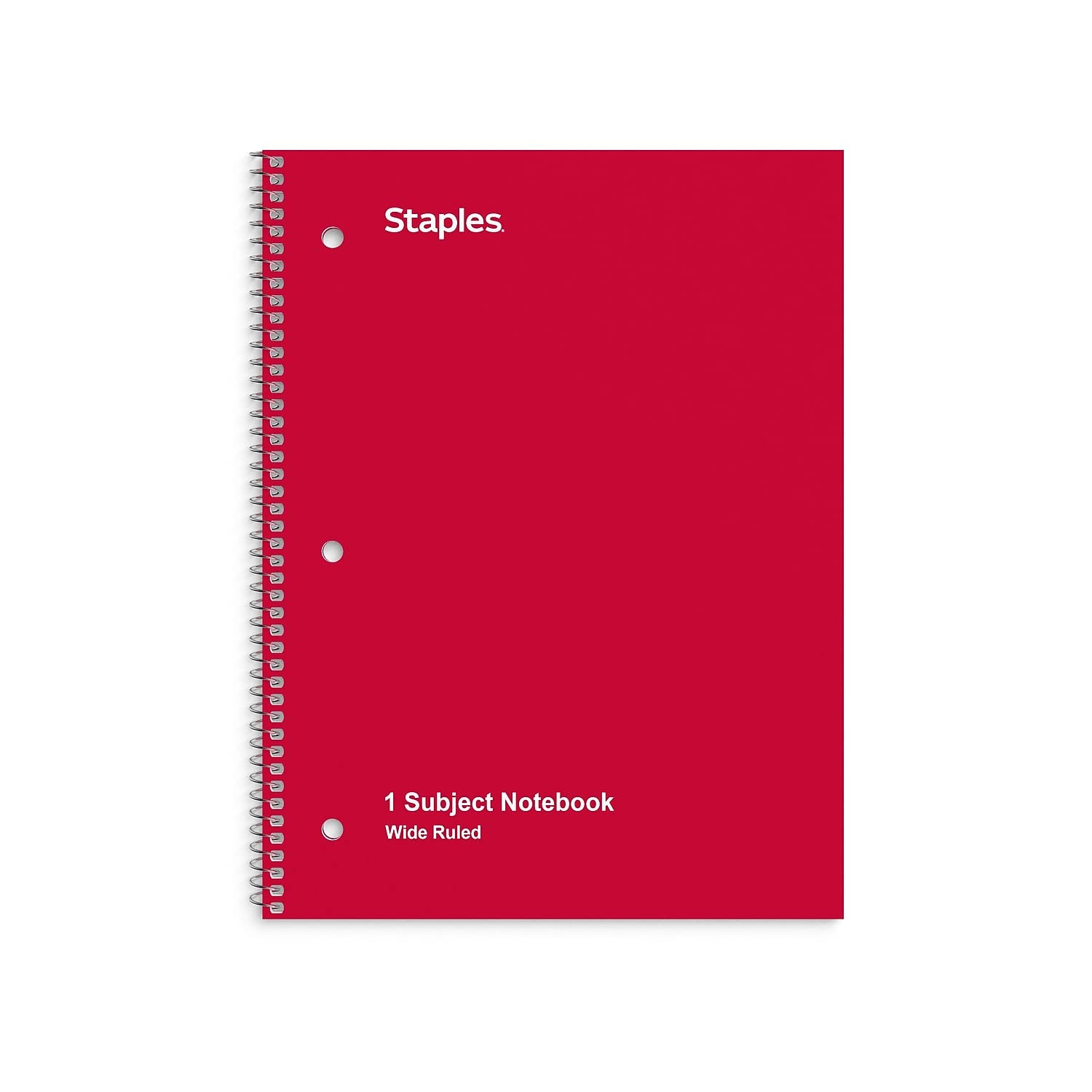 Staples 321463 1-Subject Notebook 8-Inch X 10.5-Inch Wide Rule 70 Sh. Assorted (27497M)
