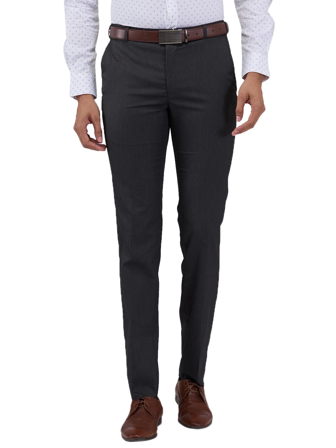 raymond Men Slim Fit Structure Pattern Polyester Viscose Blend Flat Front Formal Trouser-picture-53