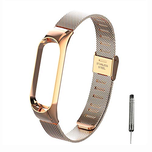 WANFEI Voor Xiaomi Mi Band 4 Band Mi Band 3 Bandjes, Mi Band 4 Metalen Polsbandje Extra Polsband Vervangende Bandjes Armbandband Verstelbare Bandjes voor Xiaomi Mi Band 4 Mi Band 3 (Geen Tracker)