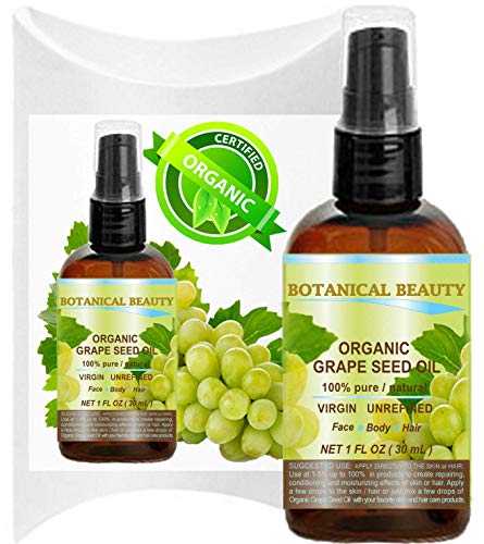 ORGANIC GRAPE SEED Oil. 100% Pure / Natural / Undiluted /Certified Organic Cold