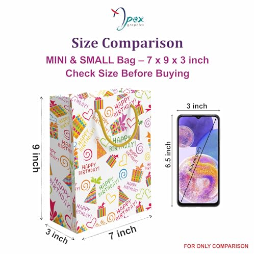 Image of Birthday Gift Bags Small size - Return gift bags for kids birthday - Paper Bags for Gifting - Pack of 10-7 L x 9 H x 3 W Inch