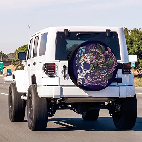 Image of Delerain Spare Tire Cover with Backup Camera Hole Sugar Skull Wheel Covers Waterproof Dust-Proof UV Sun Universal Fit for Jeep Trailer RV SUV Truck (18 Inch for Diameter 32 inch-34 inch)