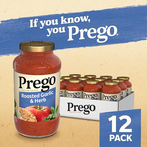 Image of Prego Pasta Sauce, Italian Tomato Sauce with Roasted Garlic & Herbs, 24 oz Jar (Case of 12)
