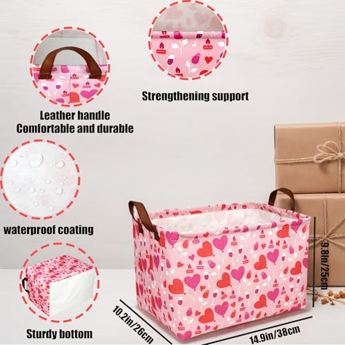 Image of Valentine's Day Basket Gift for Empty Cute Heart Large Storage Bin for Kid and Baby Room Decor (Balloon Love)