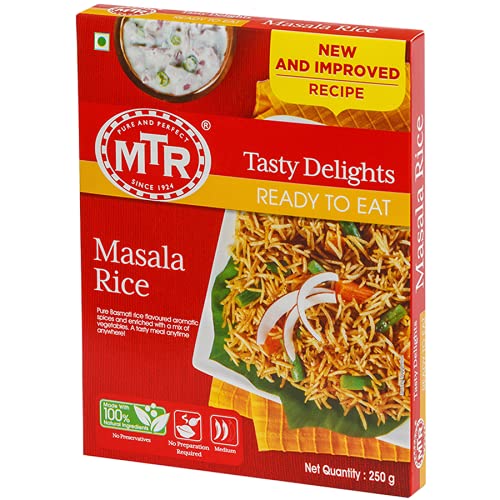 MTR listo para comer, solo calienta y come Sin preparación Sin aditivos Sin gluten Paquete de 5 Arroz Masala 300 gm