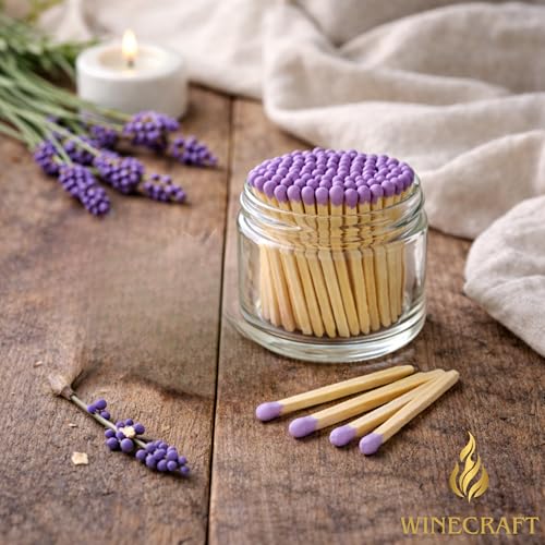 Image of 150 Count | 2 inch Purple Matches | Strikers Included | Color Tip Wooden Match | Refill for Matchstick Jars, Candle Display, Holders & Bottles | 2 in inches Long