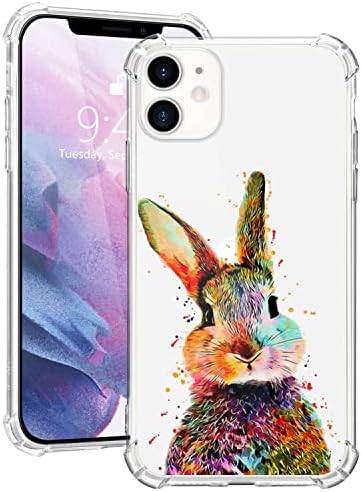 MAYCARI Cute Blue Elephant Case Clear for for iPhone 13 6.1 Inch, Cartoon Animal Pattern Transparent Shockproof Anti-Scratch Soft TPU Cover with Air Cushion for Men&Women