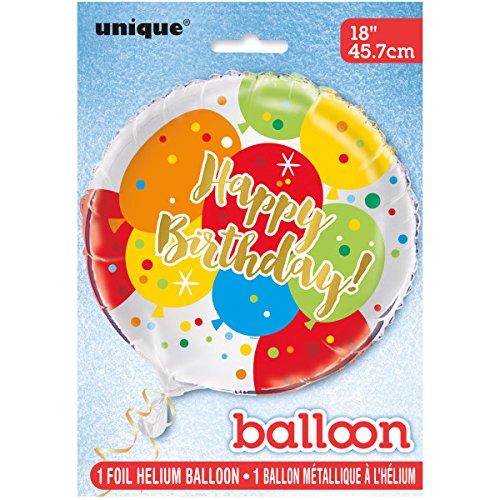 Unique Party Folienballon "Happy Birthday" – Gold, 45 Cm, Für Geburtstagsdeko & Geschenke