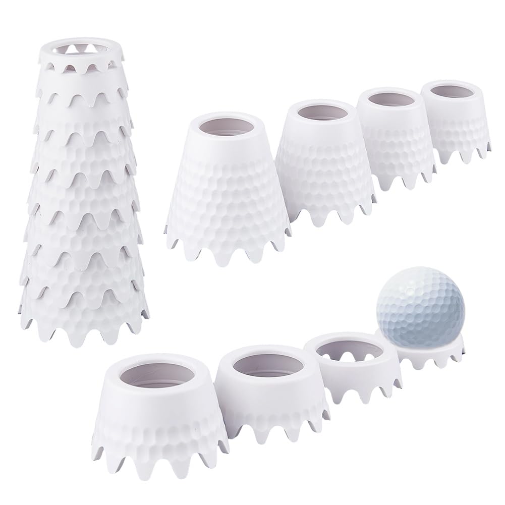 DICOSMETIC 16Pcs 8 Styles Golf Simulator Tees White Plastic Golf Tee 0.24"-2.09" Golfs Simulator Practice Training for Indoor Outdoor Golfs Mat Turf Driving Range