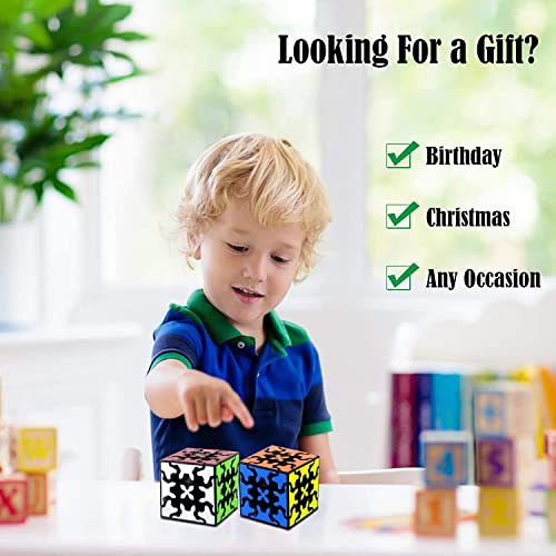 Image of D ETERNAL QiYi Gear 3x3 (Tiled) Black Speed Magic Cube Puzzle Twist Puzzle Toy (3 Layer Gear Cube)
