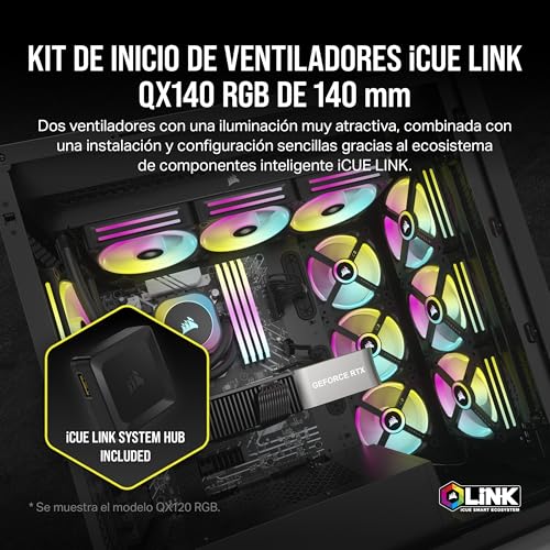 CORSAIR iCUE LINK QX140 RGB ventiladores silenciosos para jugar de noche 2