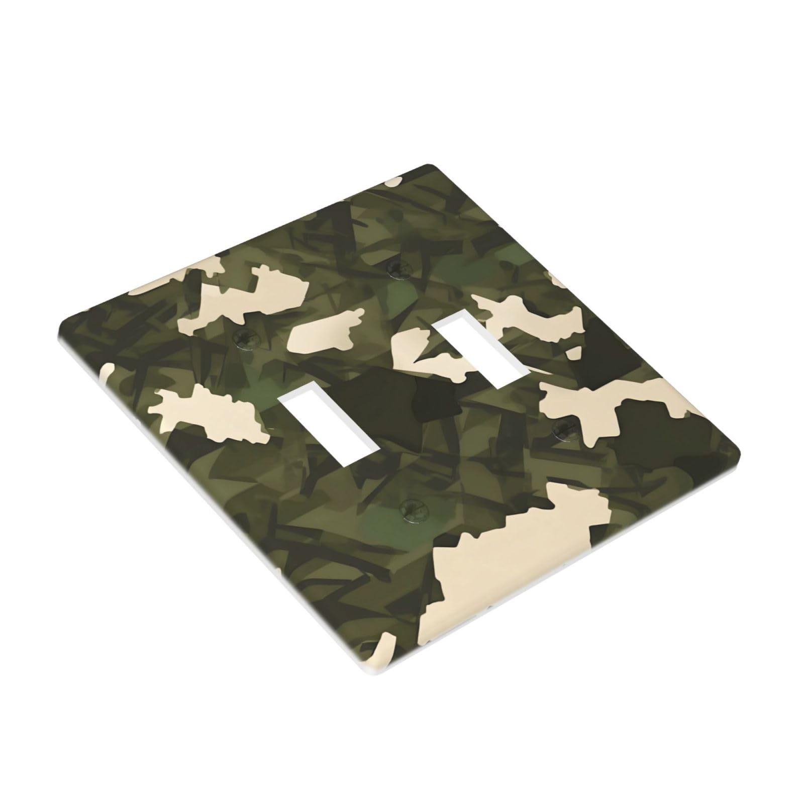 Plaque Murale Camouflage Militaire – 11,4 X 11,4 Cm – Couvertures D' Interrupteur à Bascule Décoratives 2 Prises Murales Durables