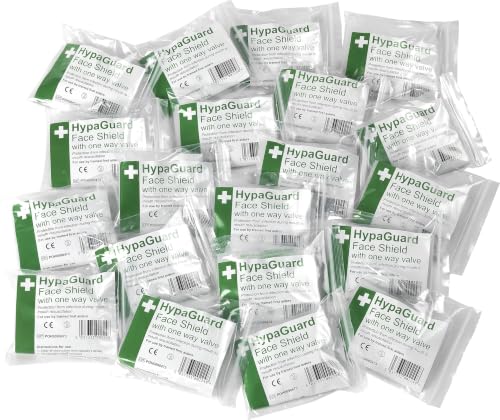 Safety First Aid Group Group HypaGuard Face Shields for CPR Resuscitation Pack of 20 One-way Valve Masks