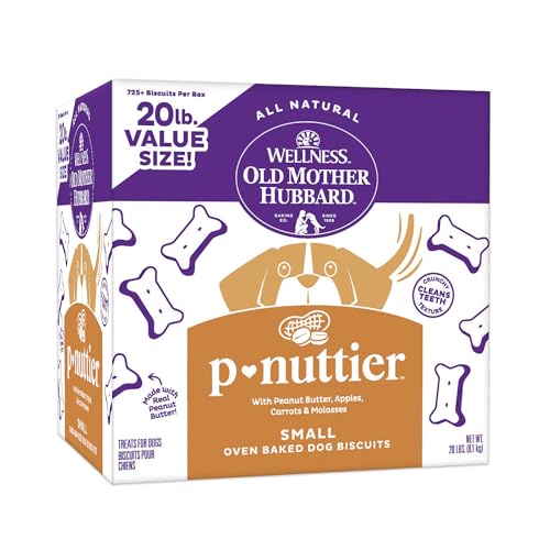 Image of Old Mother Hubbard Wellness P-Nuttier Dog Biscuits, Natural, Training Treats, Peanut Butter Flavor, Small Size, (20 Pound Bag)