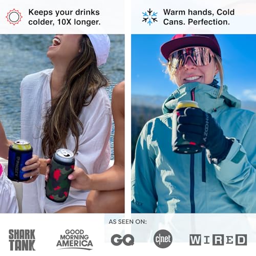 Image of PHOOZY Insulated Can Cooler for Slim 12 oz Cans - Patented Drink Sleeve with NASA-Inspired Technology - Keeps Beer, Soda & Sparkling Water Cold Longer - Lightweight Outdoor Can Holder - Pink Camo
