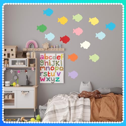 Image of Kisston 360 Pcs Fish Cutouts Paper 3.9 Inch Assorted Color Die Cuts for DIY Craft Projects School Classroom Bulletin Board Decor