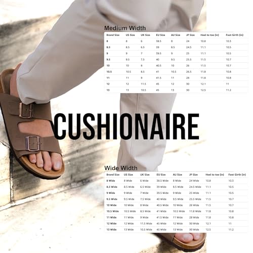 Image of CUSHIONAIRE Lane Cork Footbed Mens Sandals, Adjustable Buckle Comfort Slides for Men, Genuine Leather Insole Summer Sandals Men Footwear