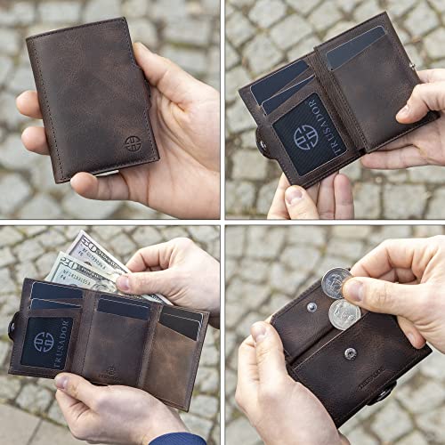 TRUSADOR Toscana Trifold Leather Wallet For Men and Women Card Holder with RFID Protection (With Coin Pocket, Brown)4