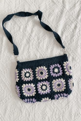 Image of Handmade Crochet Bag | Beautiful Stylish crochet blue Sling Bag, Cross Body Bag, Shoulder Bag For Girls & Women | Best Cotton Tote Bag For Daily, Office & Casual Use