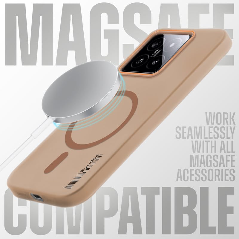 Image of Mr. Case Back Cover for Xiaomi 14 5G Sleek Frosted Translucent Back Only Compatible with Wireless Magnetic Accessories | Anti-Scratch Shockproof Phone Case - Brown