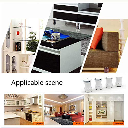 Tueascallk 3.1\"-3.5\" Adjustable Heavy-Duty Aluminum Furniture Legs, Cabinets/Tables/Chairs/Sofa Feet, with Non-Slip Transparent Rubber Base, White, Set of 4 - Thumbnail 2