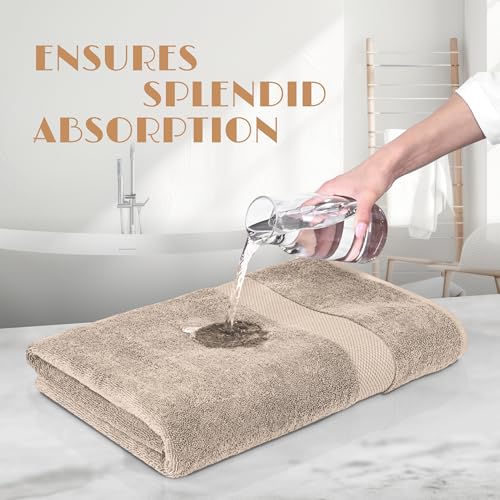 Image of White Classic Luxury Soft Bath Sheet Towels - 650 GSM Cotton Luxury Towels Extra Large 35x70 | Highly Absorbent and Quick Dry | Hotel Quality, Taupe, 2 Pack