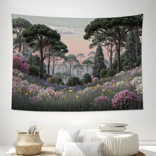 Tapisserie murale tissu motif forêt déco chambre art mural grand format