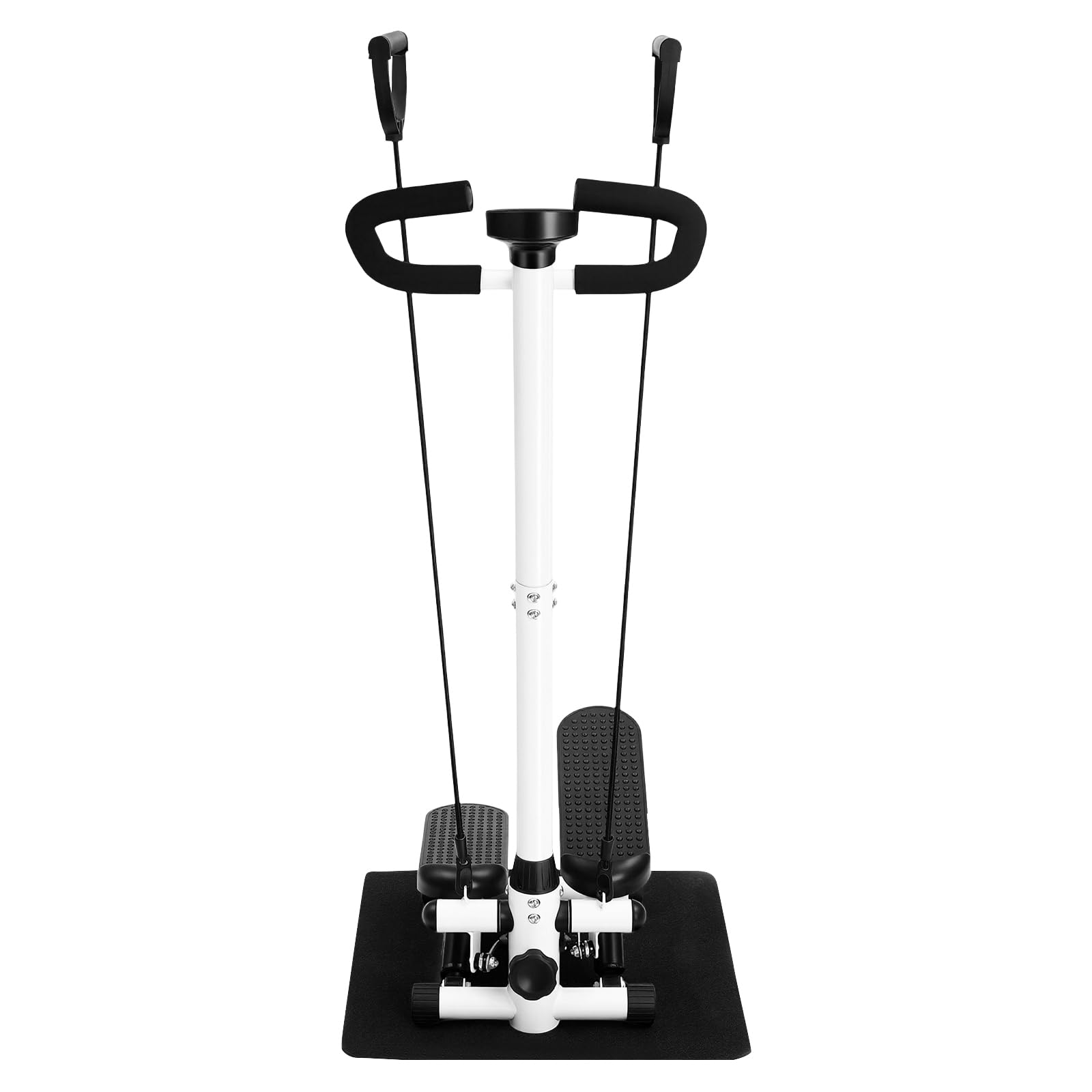 Stepper fitness per la casa | Mini stepper (manubrio, tappetino e fasce di resistenza) | Esercizio in piedi regolabile con display LCD | Portata: 150 kg | Resistenza: 150 kg