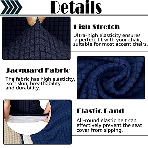 Set Of 1 Royal Blue Jacquard Armrest Curved Back Wingback Chair Slipcover Curved Back Chair Covers Mordern Curved Back Dining Room Chair Cover For Vanity Living Room Bed Room (Royal Blue, Only 1) #TOP1