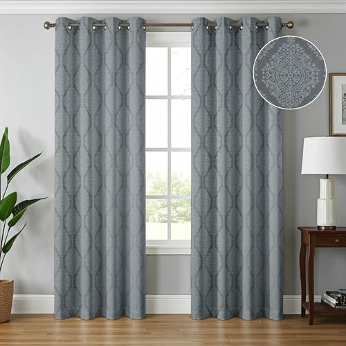 Image of Room Darkening Grommet Curtains 7 Feet Long Set of 2 pcs for Living Room | 70-75% Room Darkening Door Curtain Panel, Grey