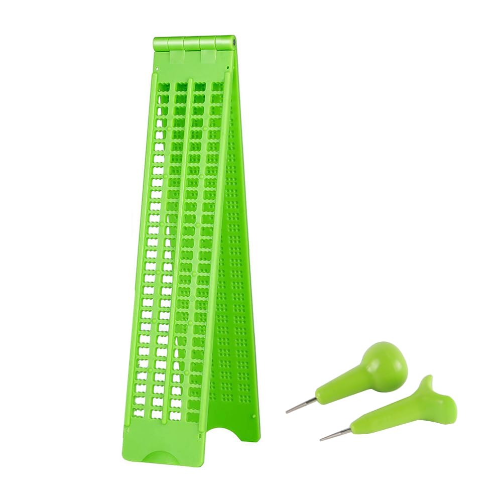 4 Lines 28 Cells Braille Slate Braille Writing Slate Plastic Braille Slate Kit, Green