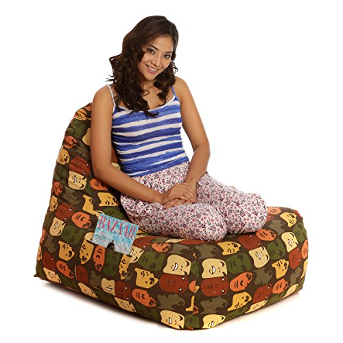 Image of Style Homez Hackey Cotton Canvas Abstract Printed Bean Bag XXL Size Filled with Beans Fillers