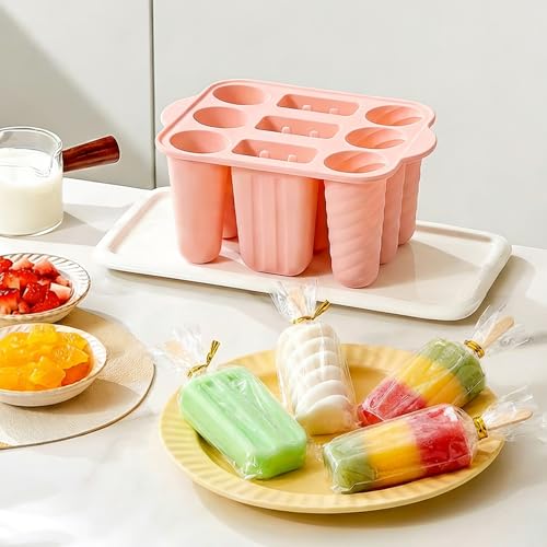 Ice Lolly Moulds 9 Pieces Ice Cream Moulds, Homemade Popsicle Molds, BPA Free Silicone Ice Pop Maker, with 100 Sticks, 100 Bags, 100 Sticks, Funnel, Brush - Image 6