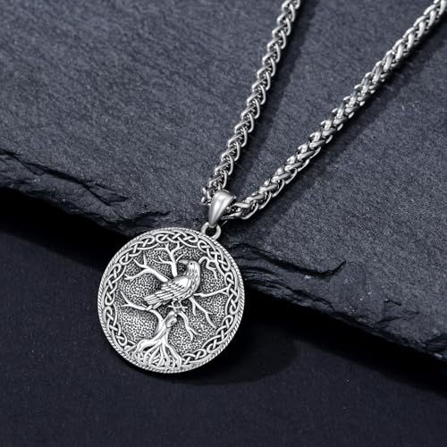 Raven Necklace 925 Sterling Silver Viking Celtic Raven Pendant Norse Raven Jewelry Gift for Men Women4